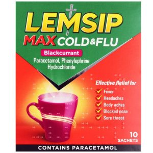 LEMSIP MAX COLD & FLU BLACKCURRANT SACHETS 10S
