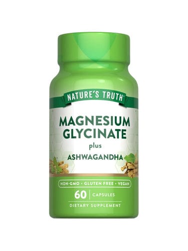 NATURE’S TRUTH MAGNESIUM GLYCINATE PLUS ASHWAGANDHA CAPS 60’S
